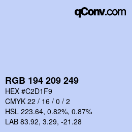 カラーコード: RGB 194 209 249 | qconv.com