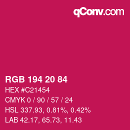 カラーコード: RGB 194 20 84 | qconv.com