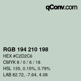 カラーコード: RGB 194 210 198 | qconv.com