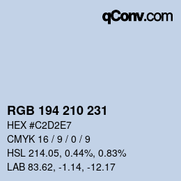 カラーコード: RGB 194 210 231 | qconv.com