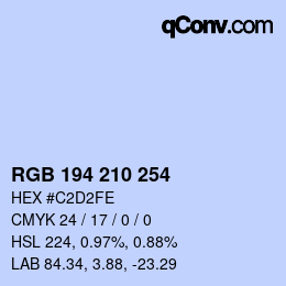 Color code: RGB 194 210 254 | qconv.com
