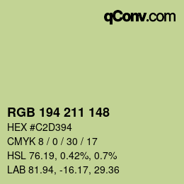 Color code: RGB 194 211 148 | qconv.com