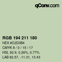 Color code: RGB 194 211 180 | qconv.com