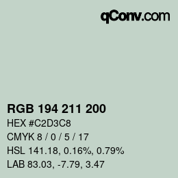 カラーコード: RGB 194 211 200 | qconv.com