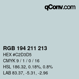 Color code: RGB 194 211 213 | qconv.com