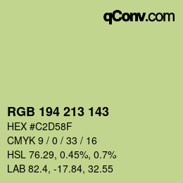 Color code: RGB 194 213 143 | qconv.com