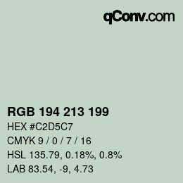 カラーコード: RGB 194 213 199 | qconv.com