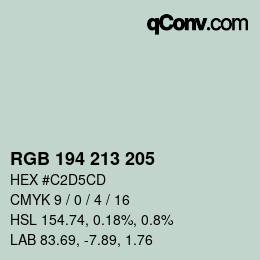 Código de color: RGB 194 213 205 | qconv.com