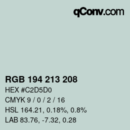 カラーコード: RGB 194 213 208 | qconv.com