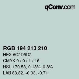Color code: RGB 194 213 210 | qconv.com