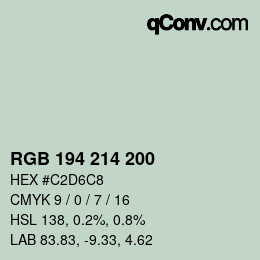 Color code: RGB 194 214 200 | qconv.com