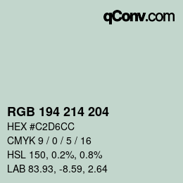 Código de color: RGB 194 214 204 | qconv.com
