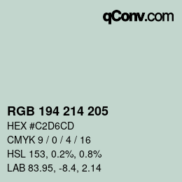 Código de color: RGB 194 214 205 | qconv.com