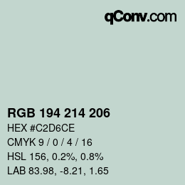 颜色代码: RGB 194 214 206 | qconv.com