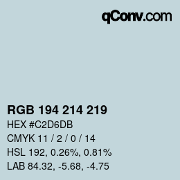 Color code: RGB 194 214 219 | qconv.com