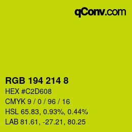 カラーコード: RGB 194 214 8 | qconv.com