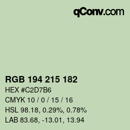 Color code: RGB 194 215 182 | qconv.com