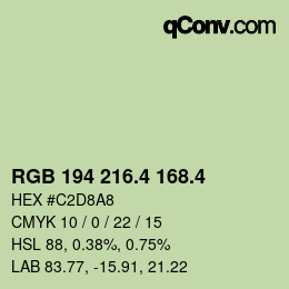 カラーコード: RGB 194 216.4 168.4 | qconv.com