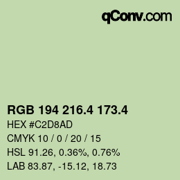 カラーコード: RGB 194 216.4 173.4 | qconv.com