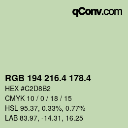 カラーコード: RGB 194 216.4 178.4 | qconv.com