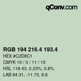 カラーコード: RGB 194 216.4 193.4 | qconv.com