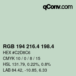 カラーコード: RGB 194 216.4 198.4 | qconv.com