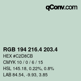 カラーコード: RGB 194 216.4 203.4 | qconv.com