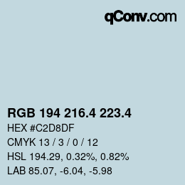 カラーコード: RGB 194 216.4 223.4 | qconv.com