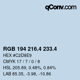 カラーコード: RGB 194 216.4 233.4 | qconv.com