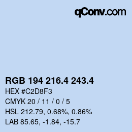 カラーコード: RGB 194 216.4 243.4 | qconv.com