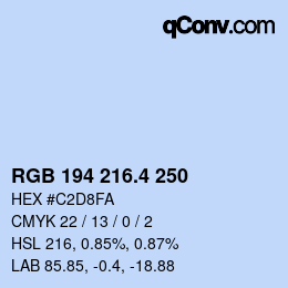 カラーコード: RGB 194 216.4 250 | qconv.com