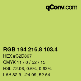 カラーコード: RGB 194 216.8 103.4 | qconv.com