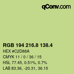カラーコード: RGB 194 216.8 138.4 | qconv.com