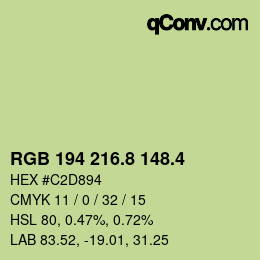 カラーコード: RGB 194 216.8 148.4 | qconv.com