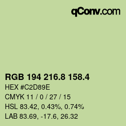 カラーコード: RGB 194 216.8 158.4 | qconv.com