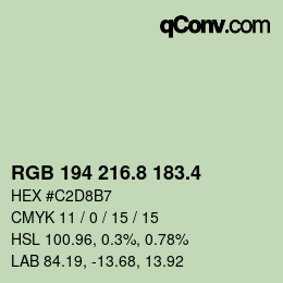 カラーコード: RGB 194 216.8 183.4 | qconv.com