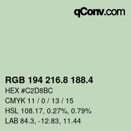 カラーコード: RGB 194 216.8 188.4 | qconv.com