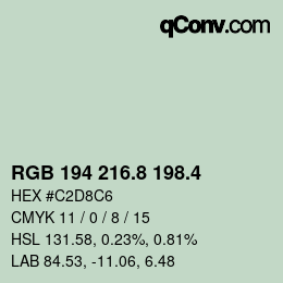 カラーコード: RGB 194 216.8 198.4 | qconv.com