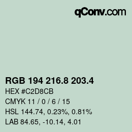 カラーコード: RGB 194 216.8 203.4 | qconv.com