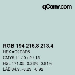 カラーコード: RGB 194 216.8 213.4 | qconv.com