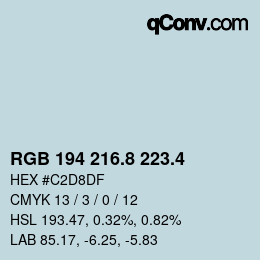 カラーコード: RGB 194 216.8 223.4 | qconv.com