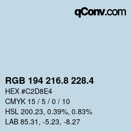カラーコード: RGB 194 216.8 228.4 | qconv.com