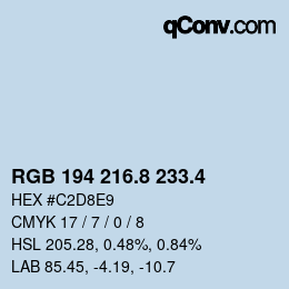 カラーコード: RGB 194 216.8 233.4 | qconv.com