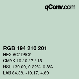 Color code: RGB 194 216 201 | qconv.com
