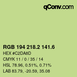カラーコード: RGB 194 218.2 141.6 | qconv.com