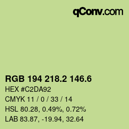 カラーコード: RGB 194 218.2 146.6 | qconv.com