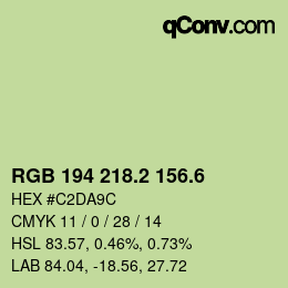 カラーコード: RGB 194 218.2 156.6 | qconv.com