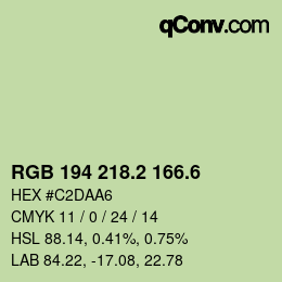 カラーコード: RGB 194 218.2 166.6 | qconv.com