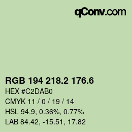 カラーコード: RGB 194 218.2 176.6 | qconv.com