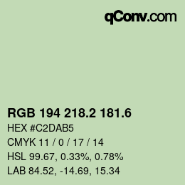 カラーコード: RGB 194 218.2 181.6 | qconv.com